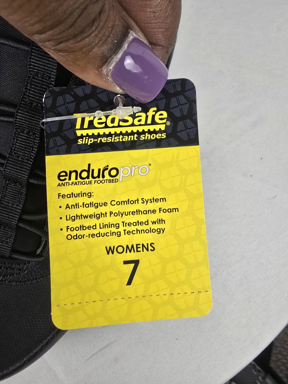 NWT TredSafe All-Black Comfort Walking Slip Resistant Work Shoes Sz 7