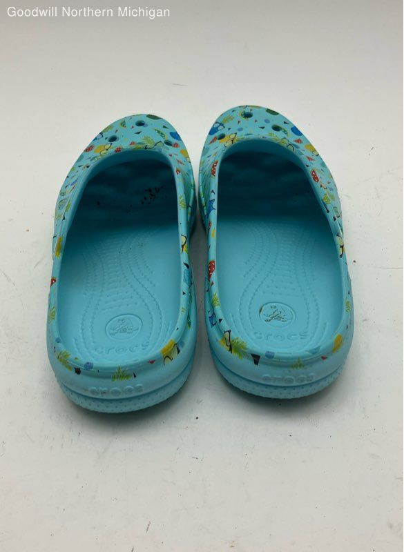 Crocs Springi Slingback Flat Blue Graphic Print Clogs Shoes Women 11