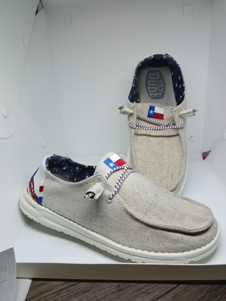 Hey Dude Wendy Texas Flag Texan Lone Star Size 8 Women’s Slip-On Off-White Shoes