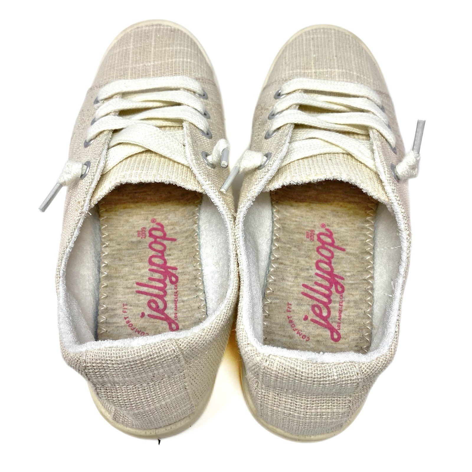 JellyPop Dallas Linen Sneakers Women’s 7 Tan Natural Comfort Shoes Summer Spring