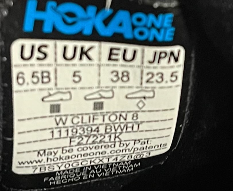 Hoka One One Clifton 8 Black Running Shoes Size 6.5B Women