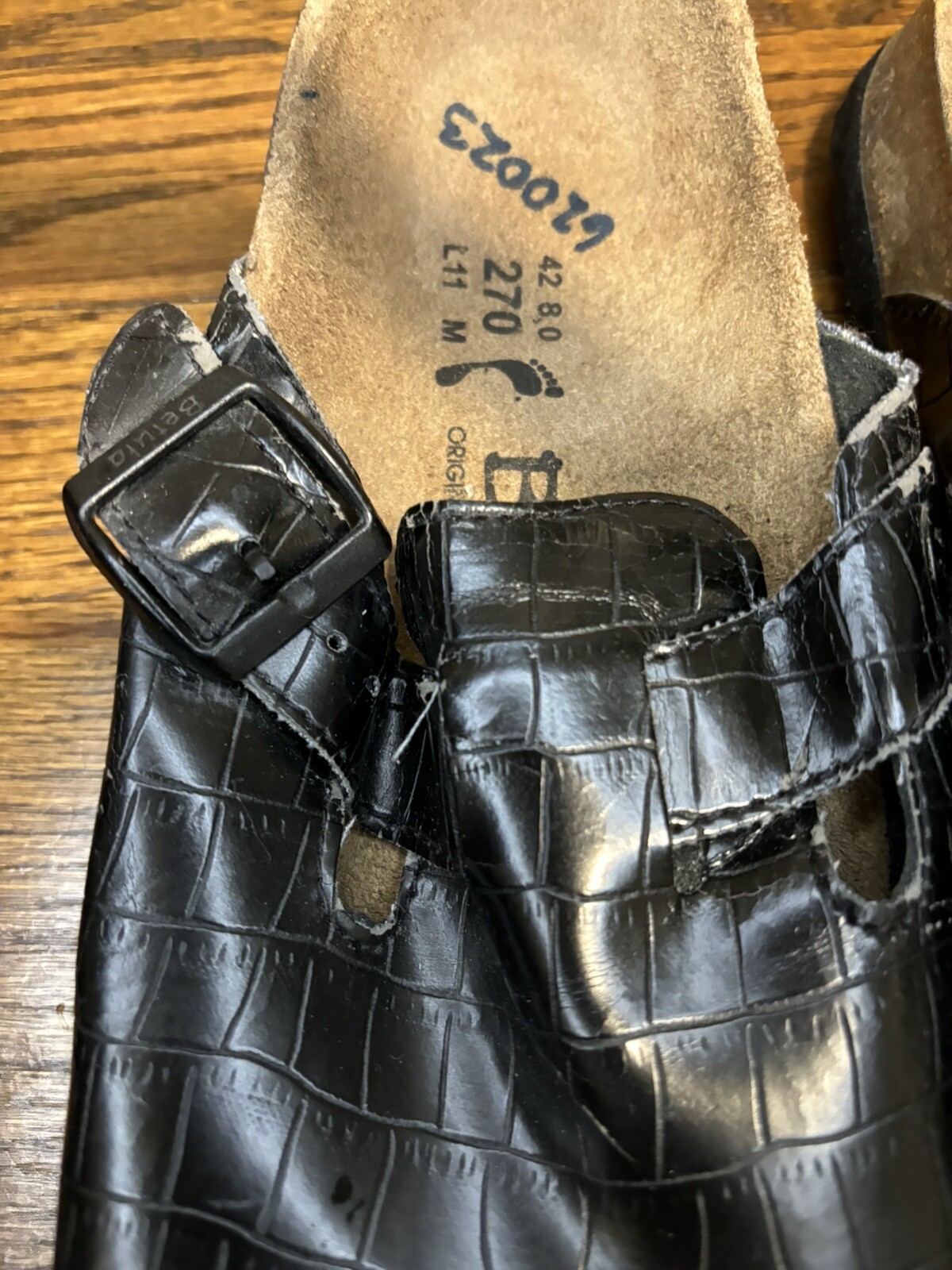 Birkenstock Clogs Size 42 Black Metalic Leather