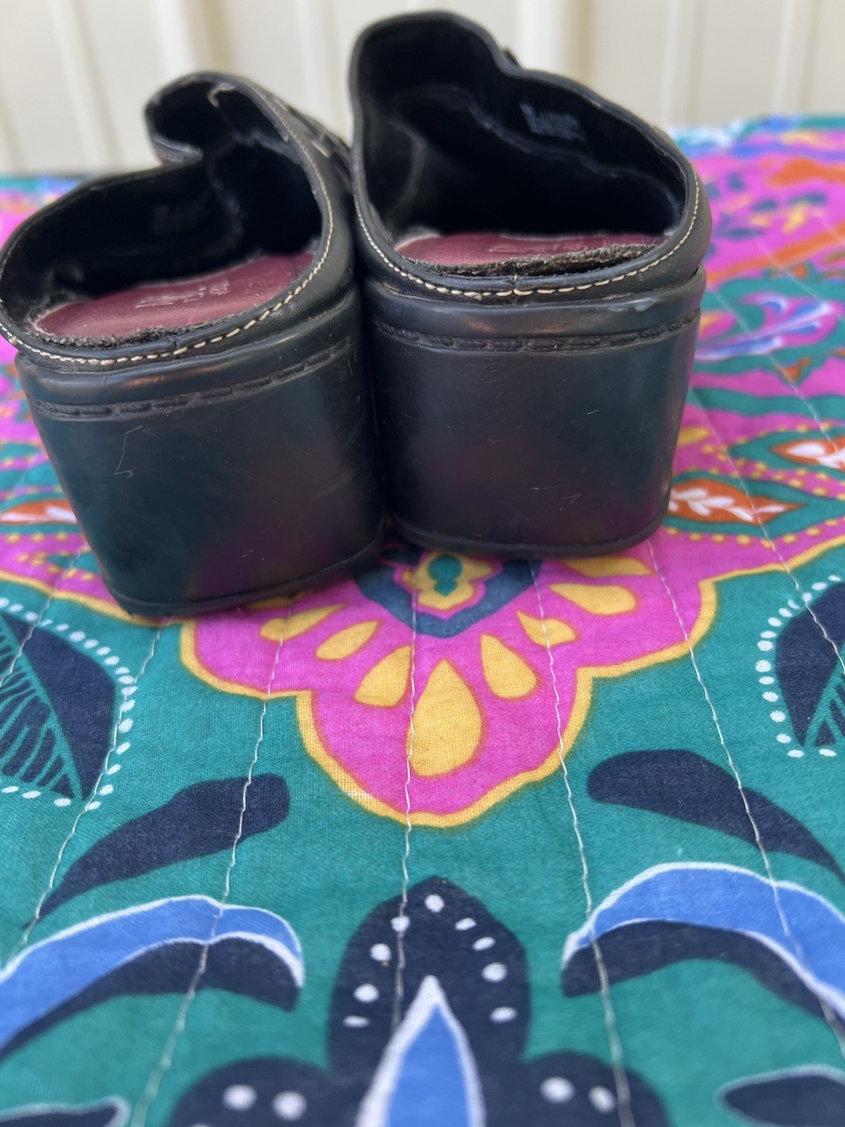 A2 by Aerosoles Comfort Shoes Black Leather Slip-On Low Block Heel Women