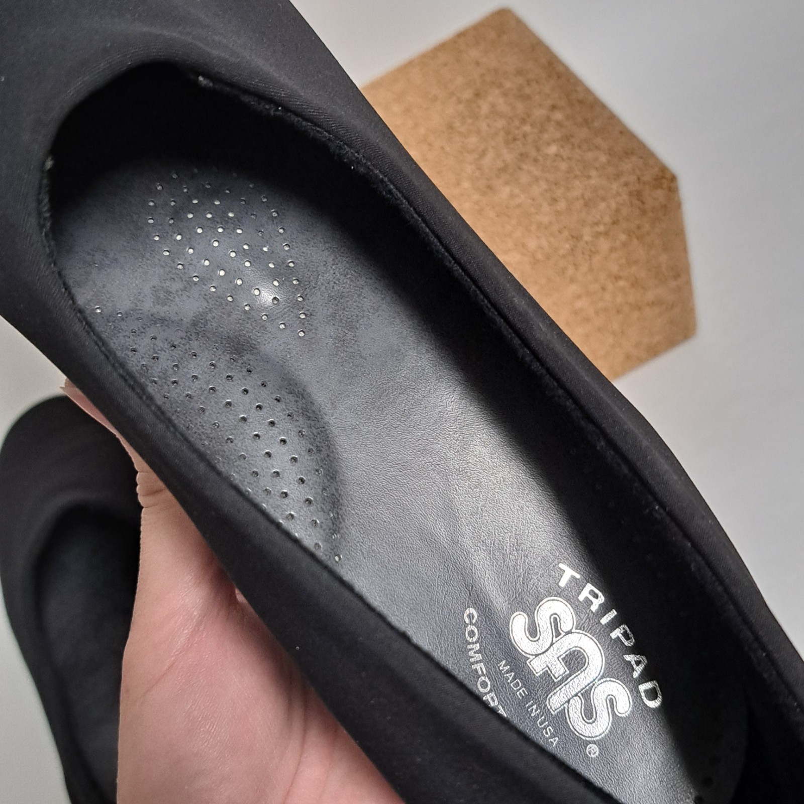 SAS Bliss Women’s sz 10.5 Shoes Black Slip On Tripad Comfort Support Wedge