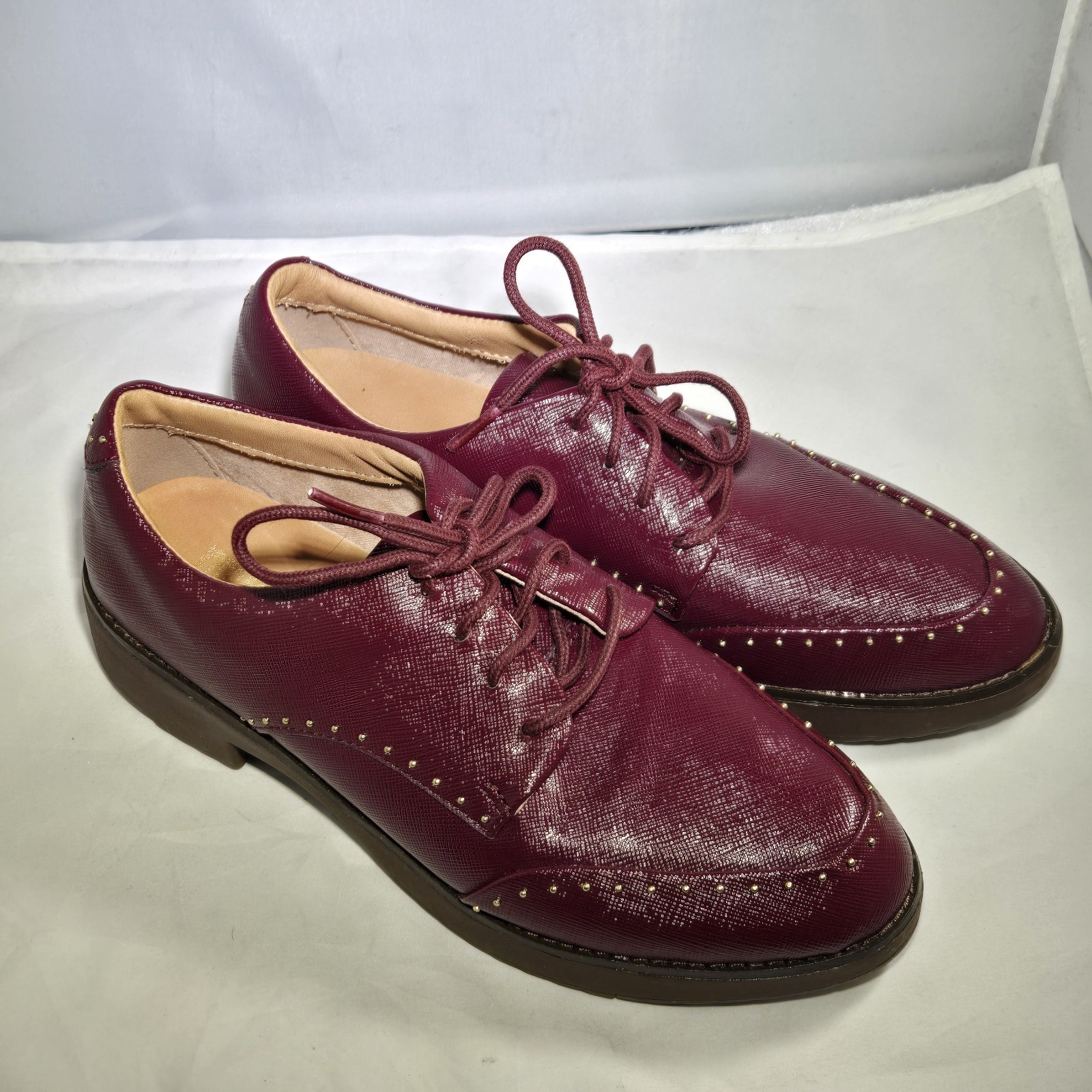 Fitflop Womens Keely Microstud Brogue Oxford Shoes Lace Up Y27-744 Red Size 5