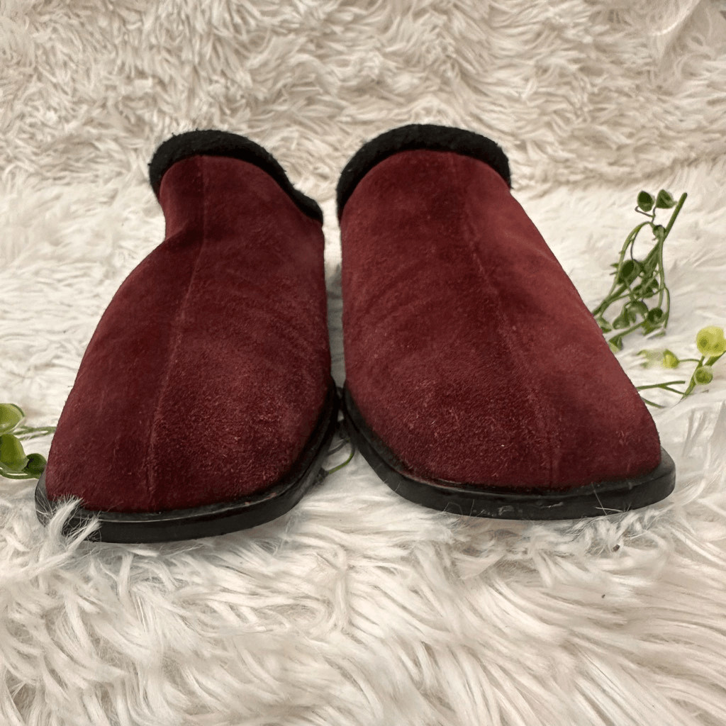 Bally Made in Italy Baleares Maroon Suede Slip On Square Toe Mules size 7M