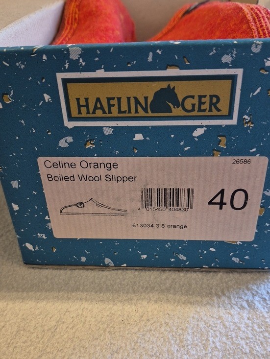 Haflinger Celine 40 Orange Boiled Wool Slipper – New