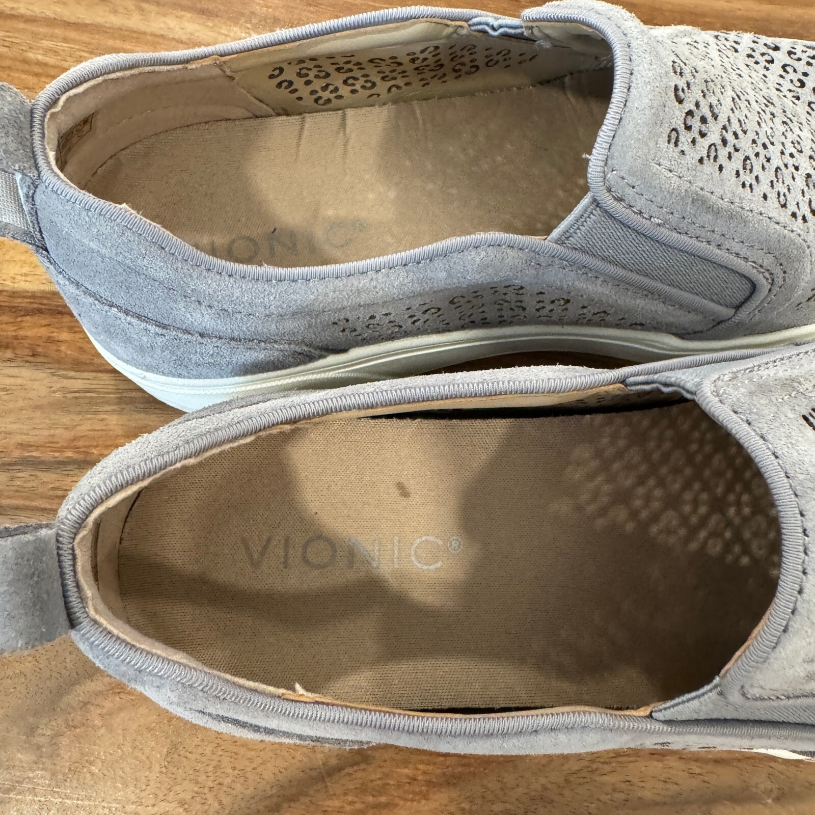 Vionic Kimmie Slip On Sneakers Perforated Comfort Shoes Slate Grey 7.5 Boho
