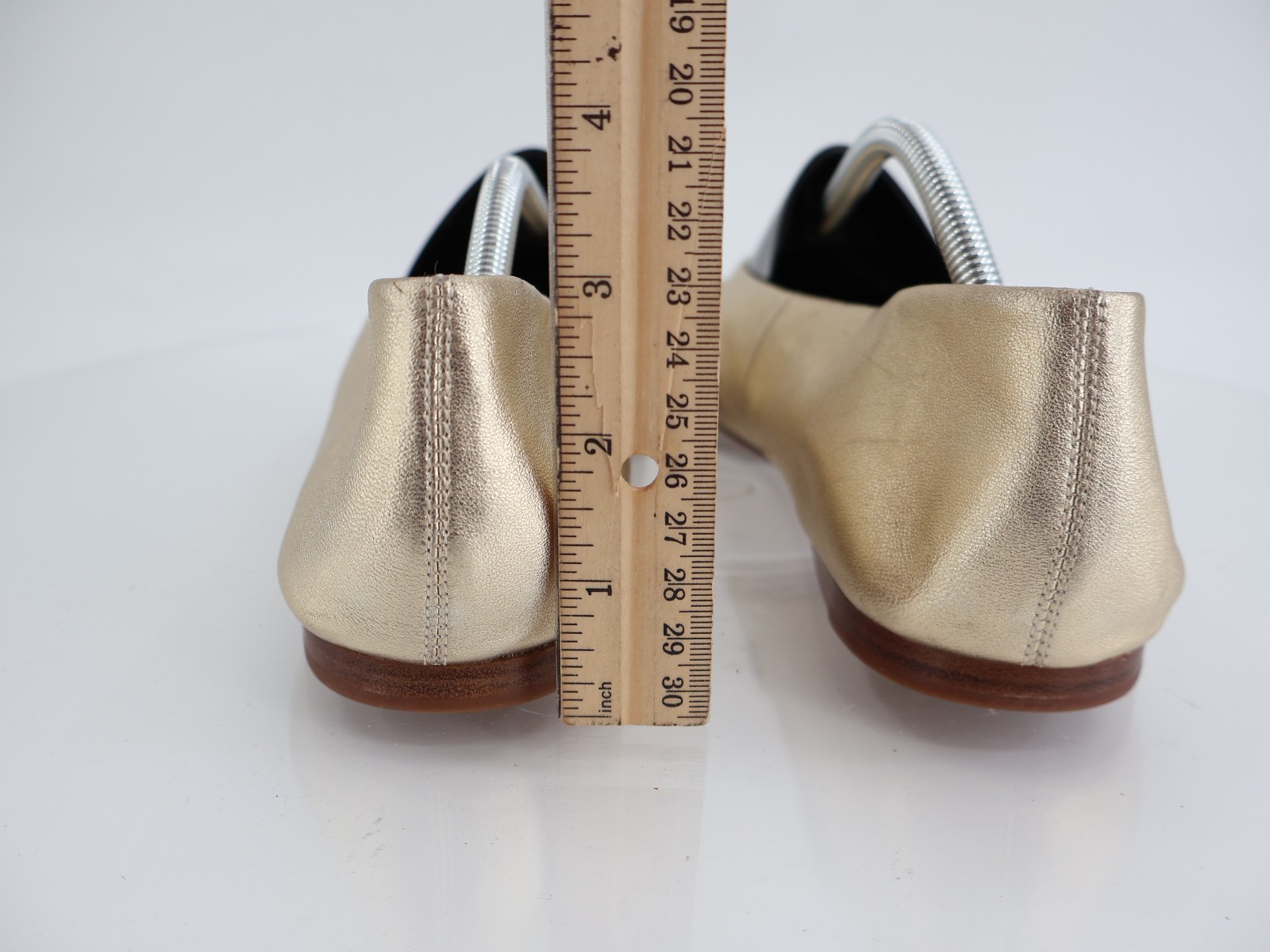 Vince Leah Ballet Flats Size 13 Gold Metallic Leather Square Toe Slip On Comfy