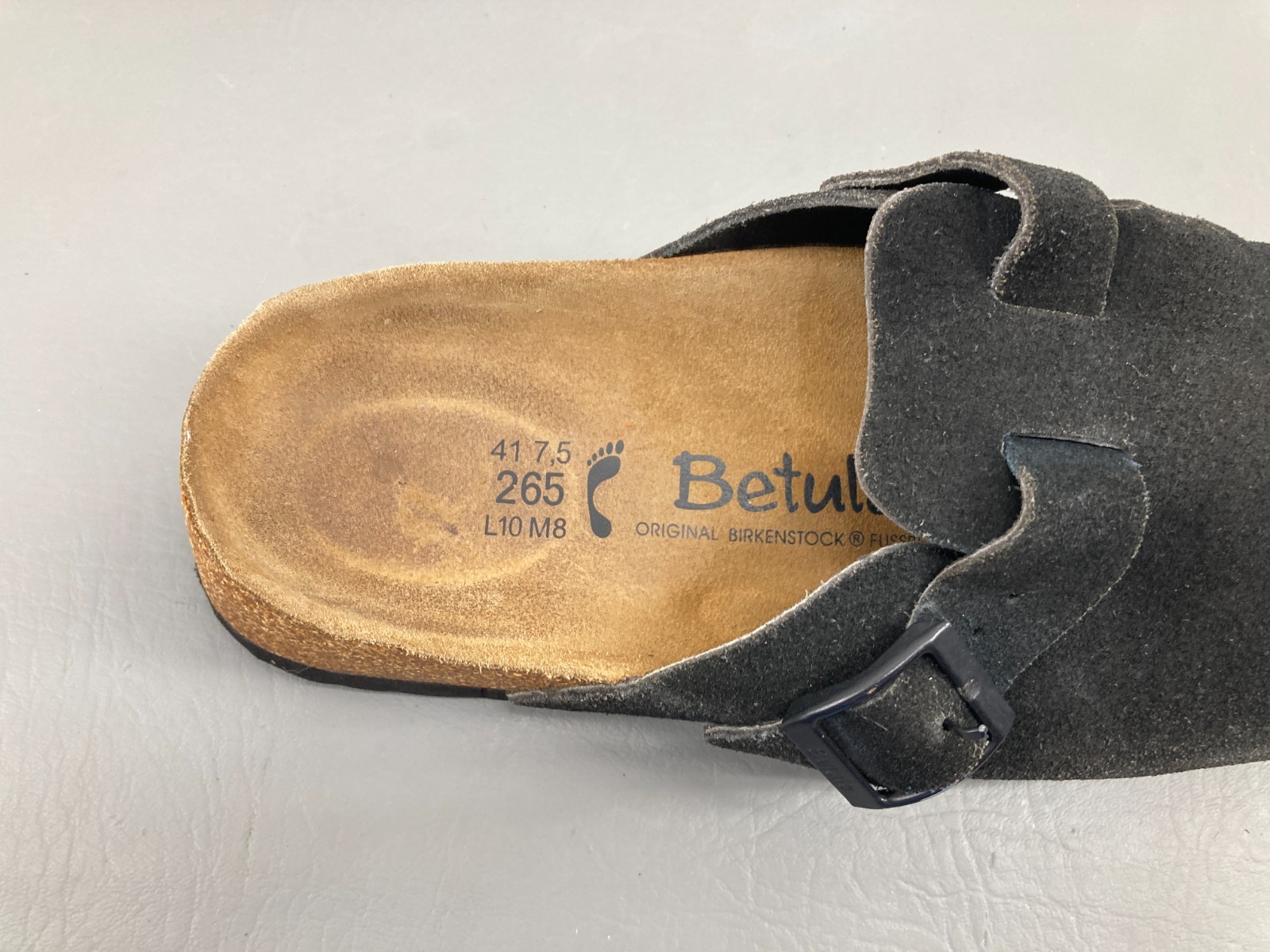 Birkenstock Womens Betula Boston Sandals Size 41 US 10 Narrow Black Suede Mules