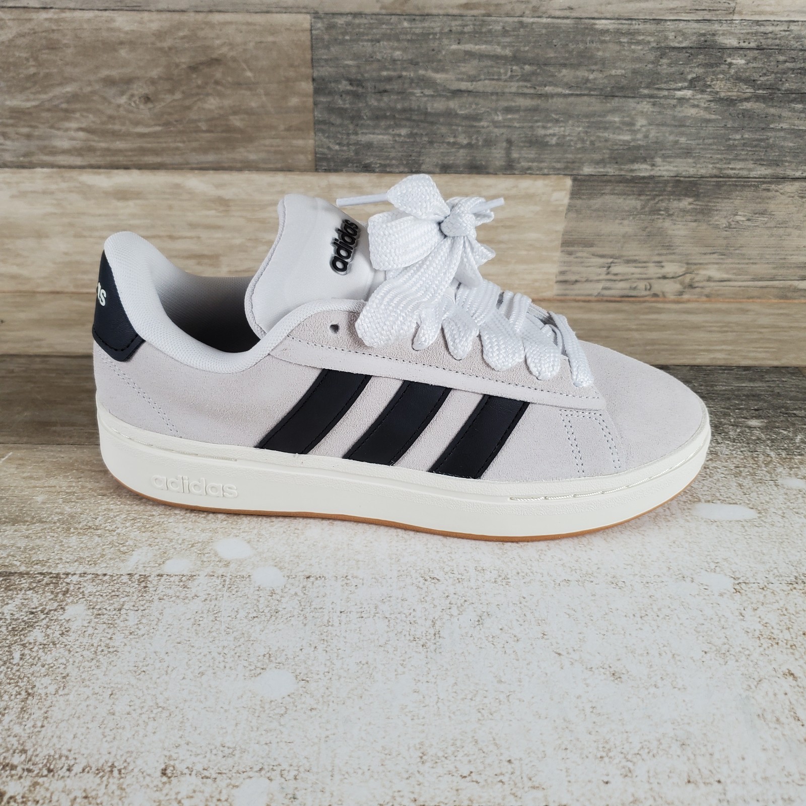 Adidas Grand Court Alpha 00s Womens Shoe Sz 7.5 Light Gray Suede Lace Up Sneaker