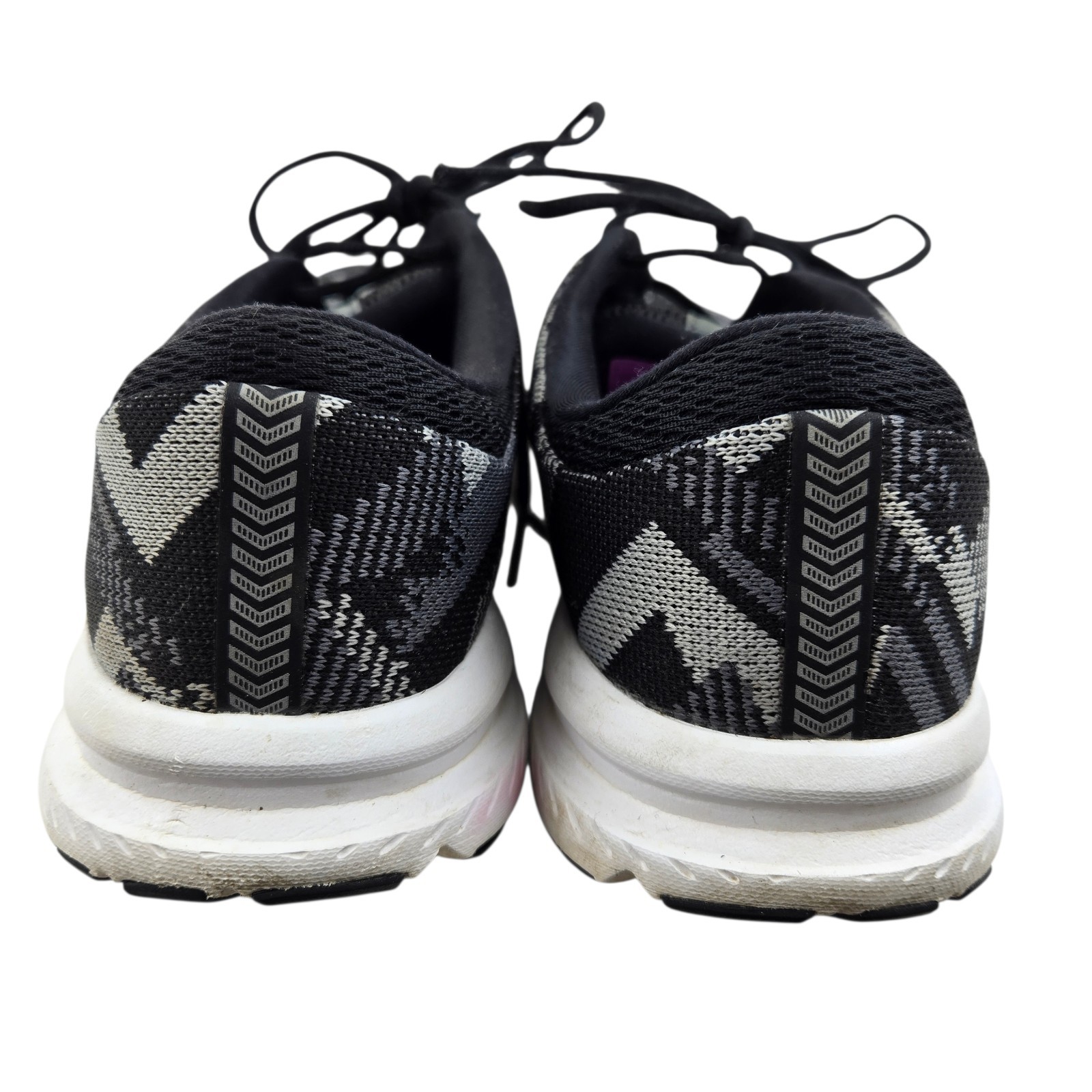 Brooks Running Shoes Womens 9.5 Launch 6 Black Gray Geometric Athleisure Comfort