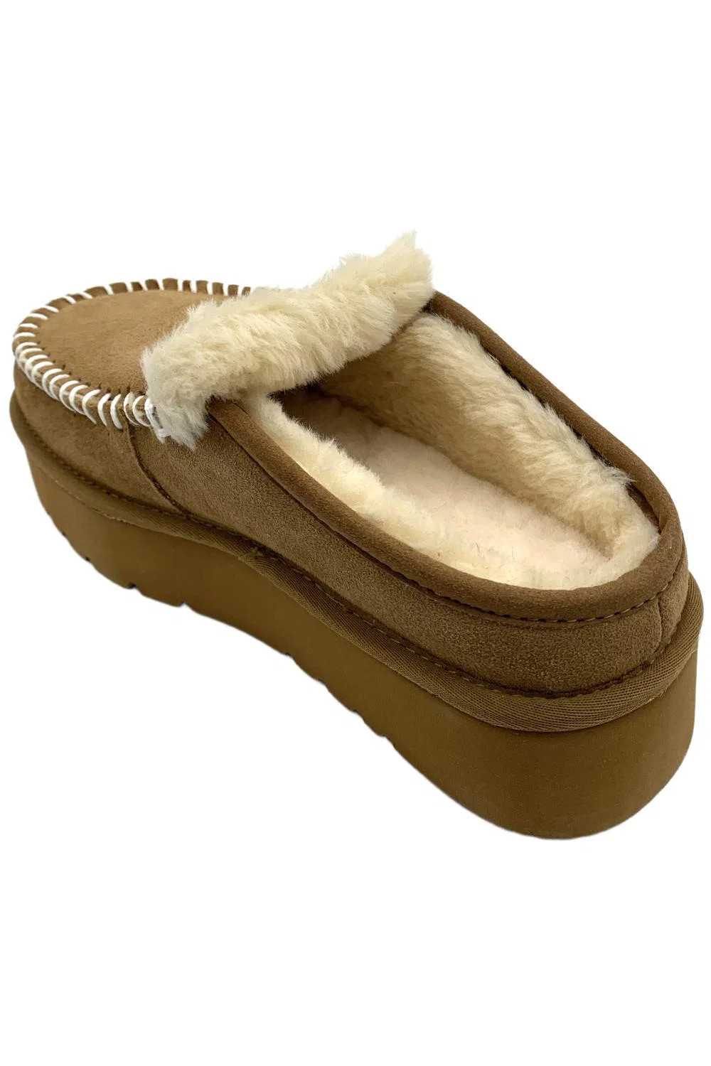 Mykos Women’s Cassie Suede Slip-On Platform Mules Chestnut