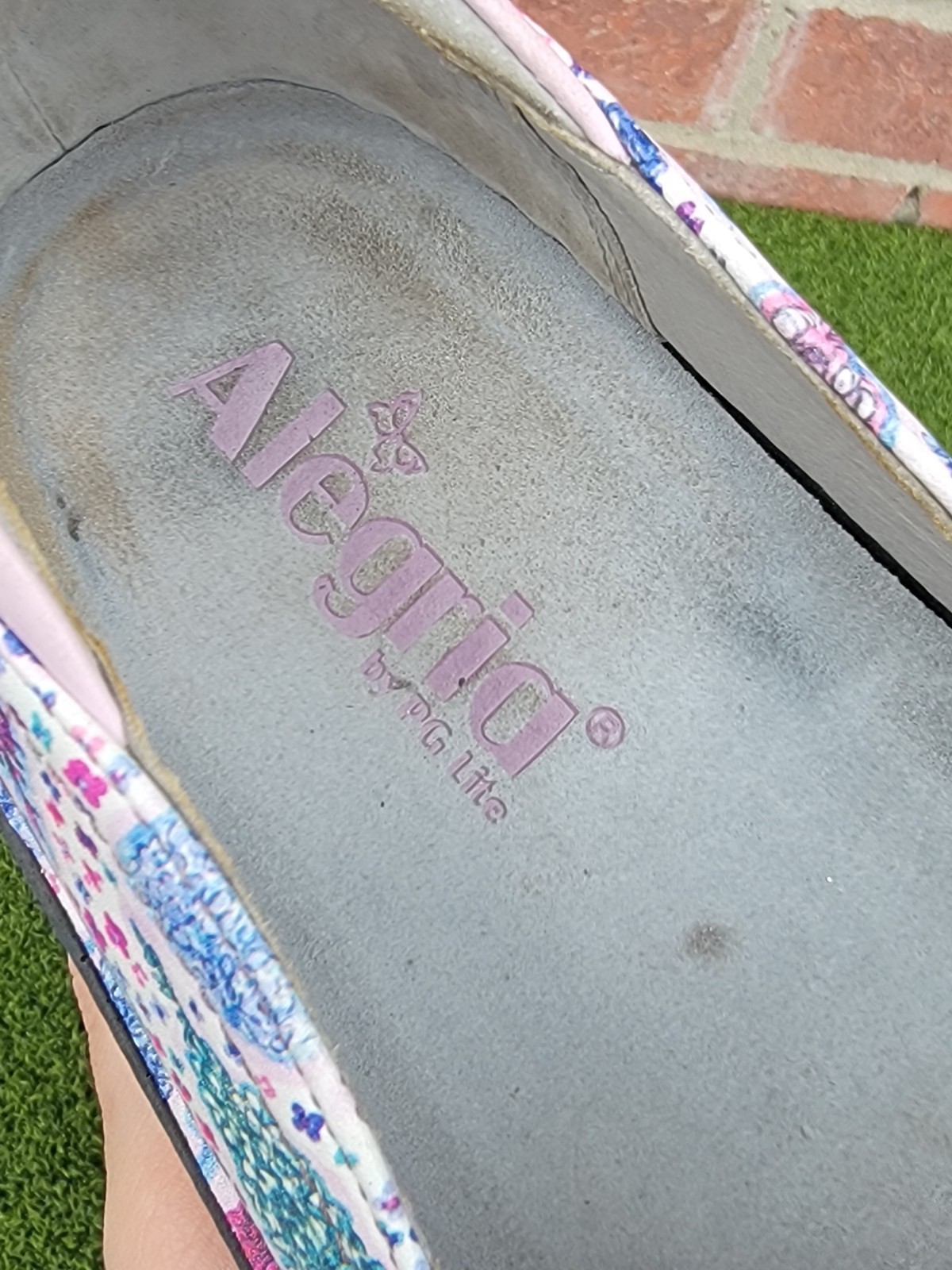 Womens Algeria Comfort Clogs Lilac Love Flowers Purple Mint Pink – Size 40