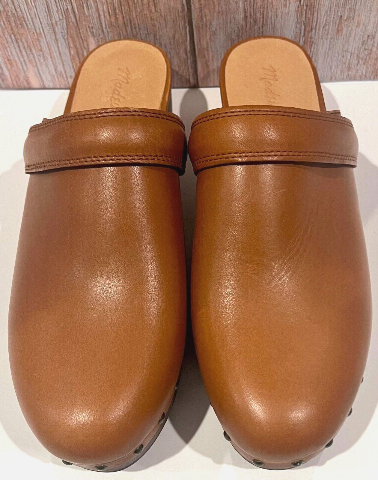 MADEWELL Cecily CLOG English Saddle Size 9.5 Oiled Leather Honey Brown Cute Shoe