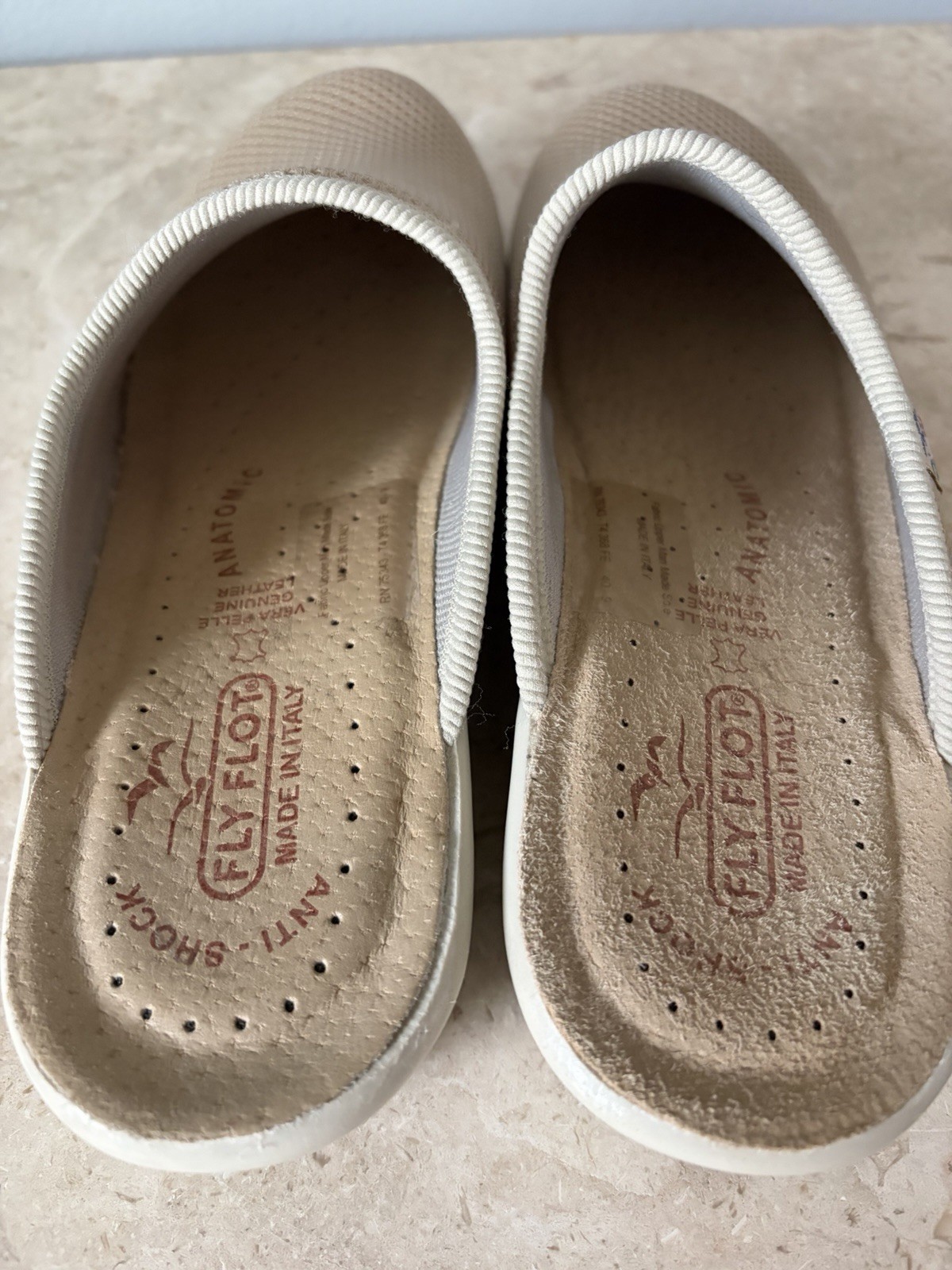 Fly Flot Clogs Women’s 40 US 9 Beige Mesh Anti-Shock Anatomic Mules Italy Made