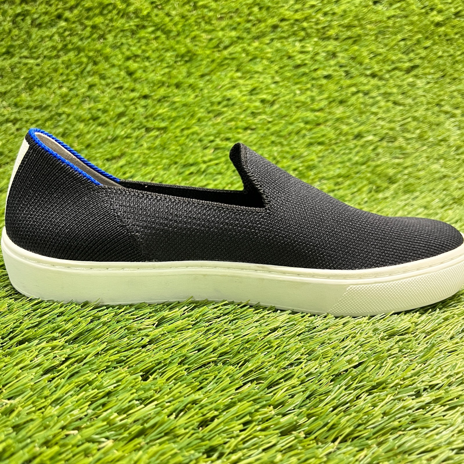 Rothy’s The Original Womens Size 7 Black Blue Classic Comfort Slip On Shoes