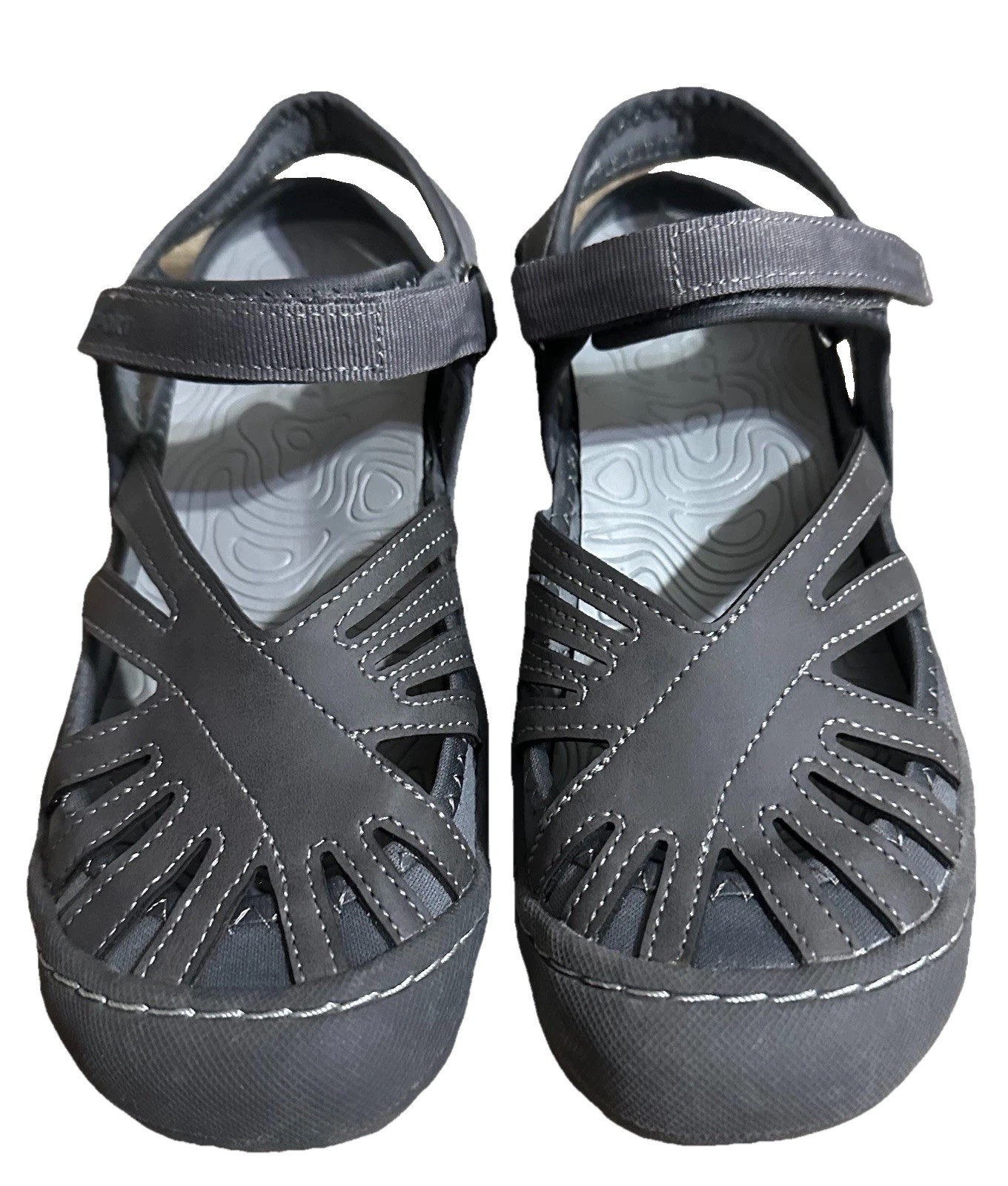 J Sport By Jambu Womens 7M Poppy Gray Mary Jane Memory Foam Sandals Shoes Hiking