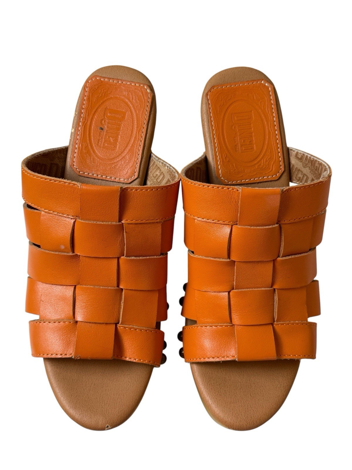 Dingo Women’s Dagwood Sandals Orange Leather 8M Clogs Platform Bohemian Festival