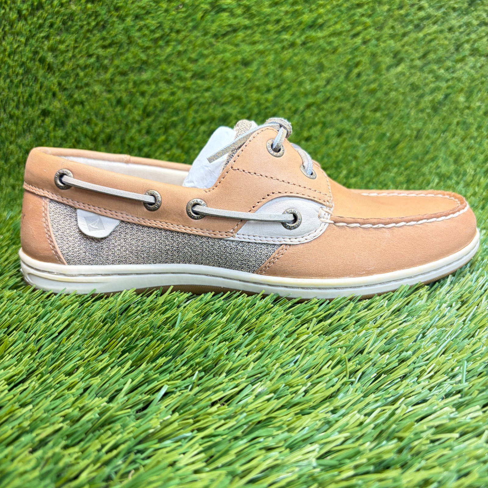 Sperry Koifish Womens Size 7 Brown Beige Outdoor Leather Slip On Boat Shoes