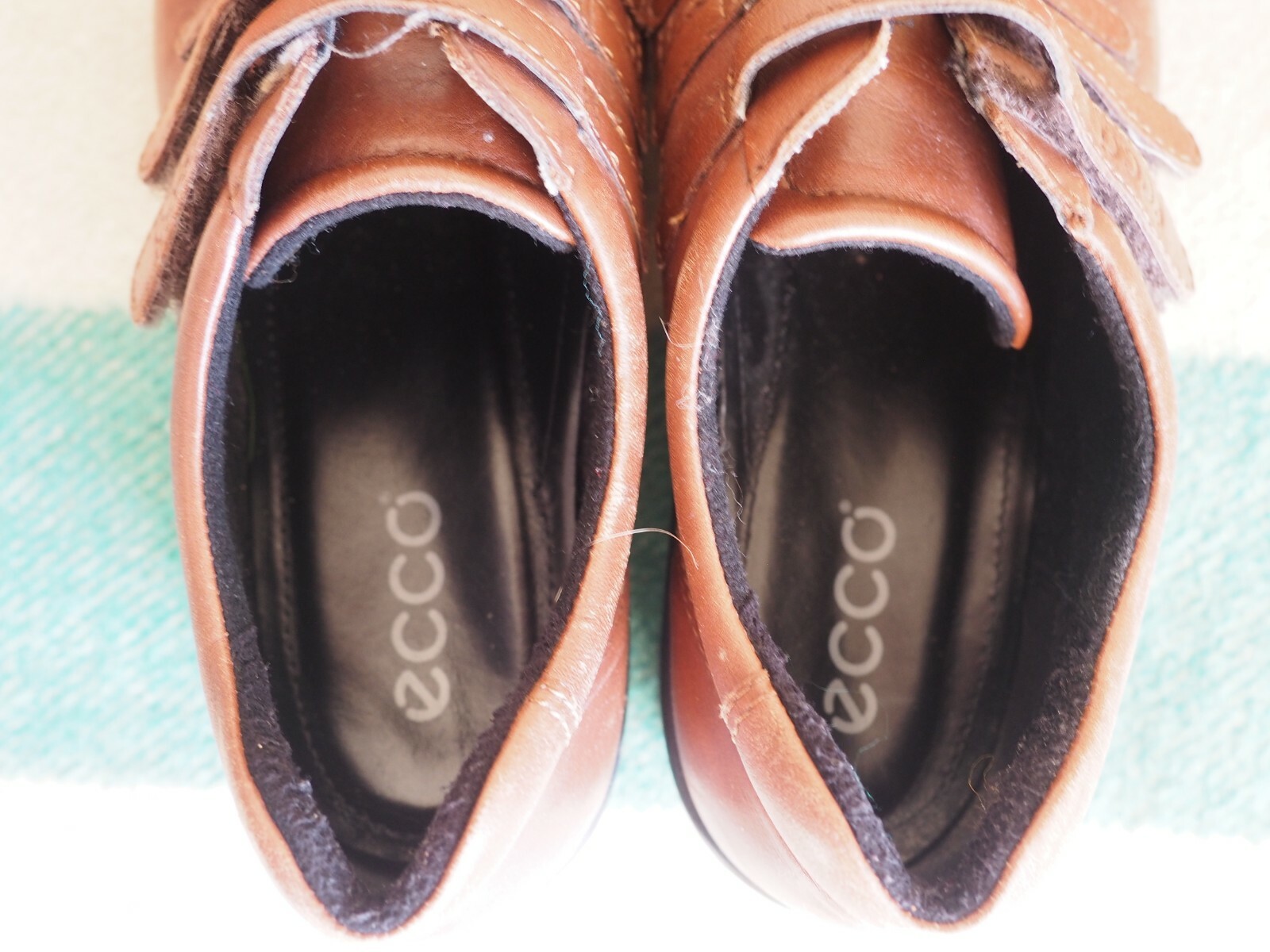 ECCO LIGHT Brown Hook and Loop Straps Vegetable Tanned Comfort Shoes Women’s 38