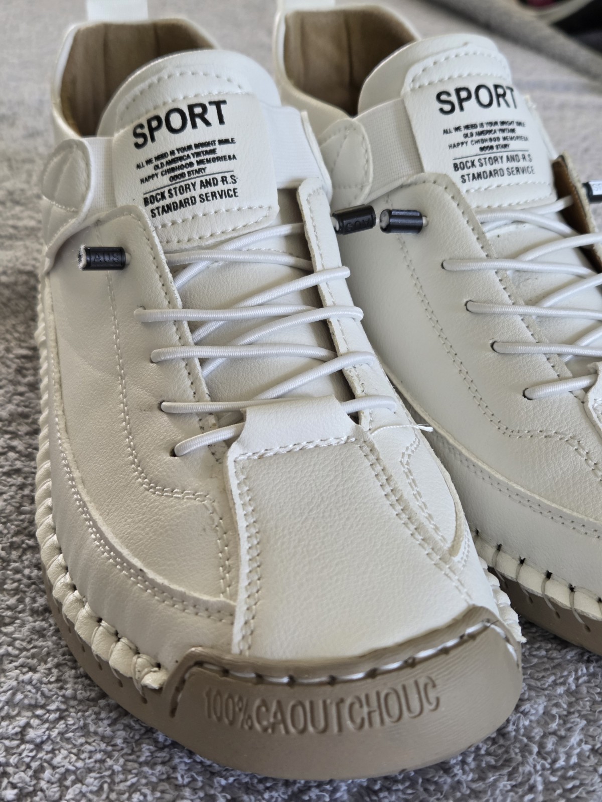 Sport Slip On White Sneakers EU 39 US 8.5 Womens White & Beige