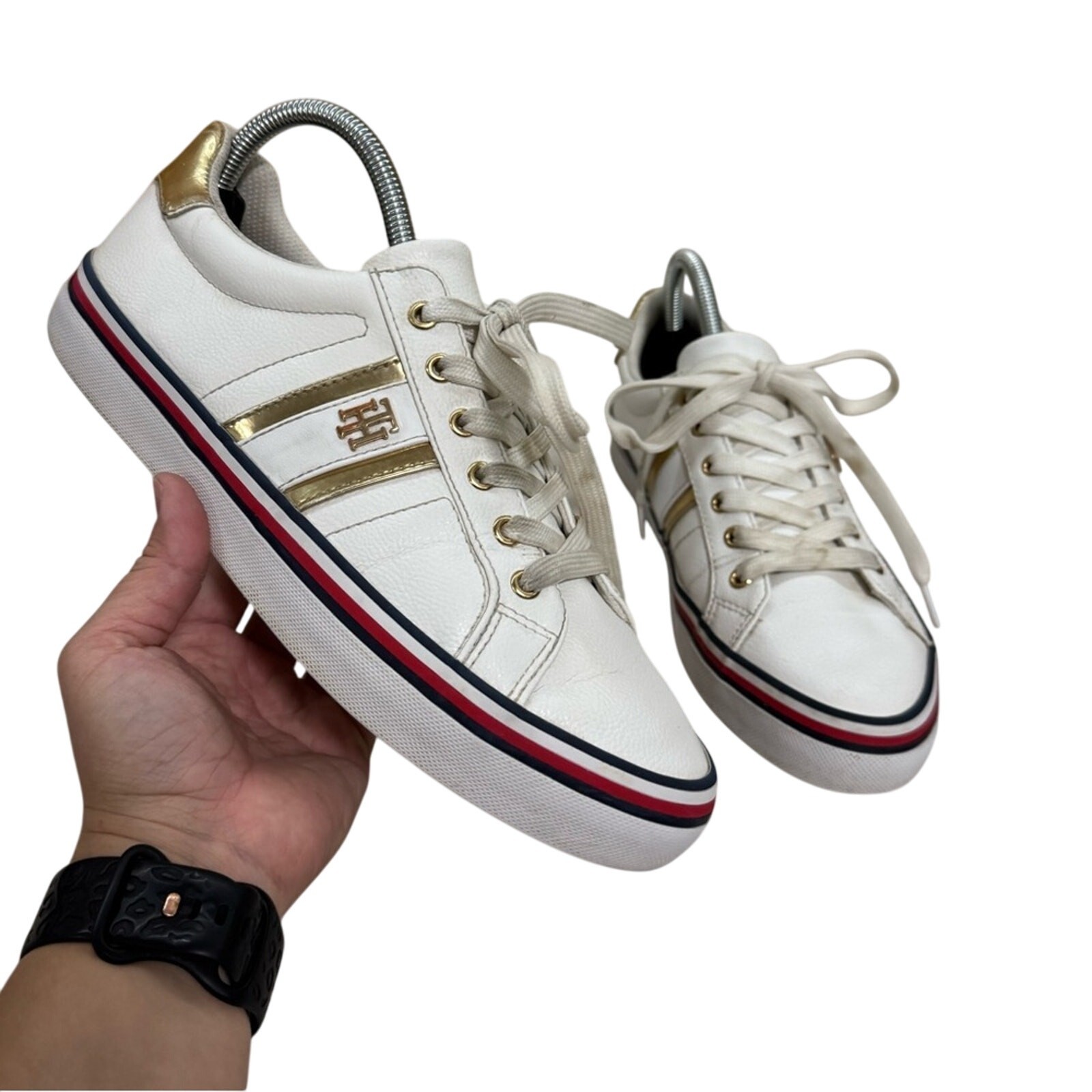 Tommy Hilfiger Fentii White Gold Sneakers Women’s Size 9 Classic Preppy