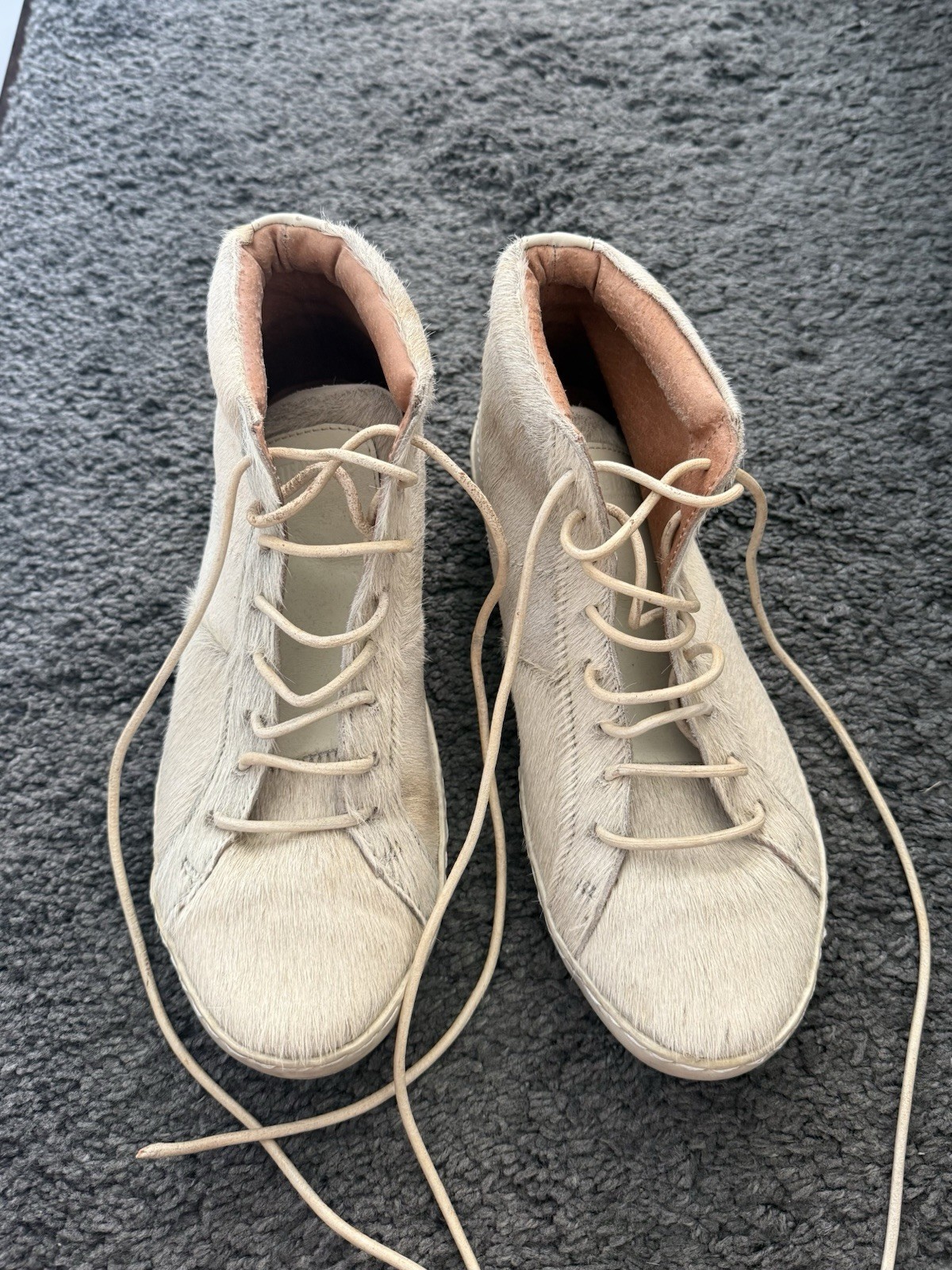 One X One Teaspoon Pony Hair High Top Sneakers Size 40