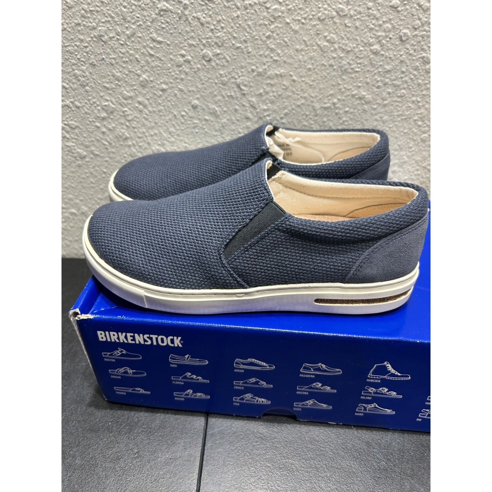 Birkenstock Oswego Slip On Shoes Womens 8 Midnight Blue Suede Textile New