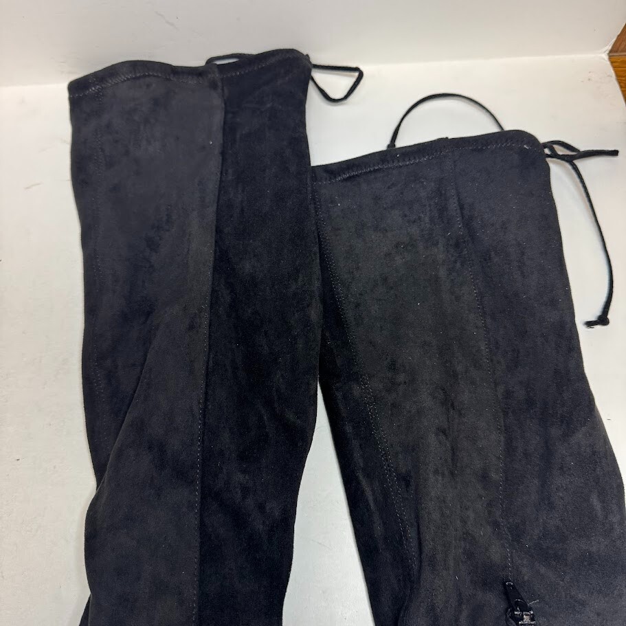 Sugar Womens 9.5 M Black Microsuede Zip Up Over The Knee Boots NIB YS6