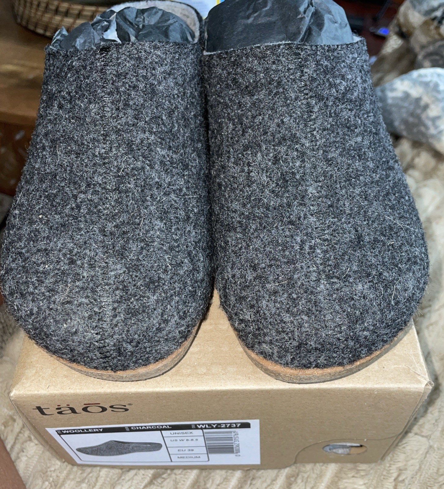 Taos Woollery Clog Cozy Comfort Slip-On Size 8-8.5 (39 EU) – Charcoal- Spain