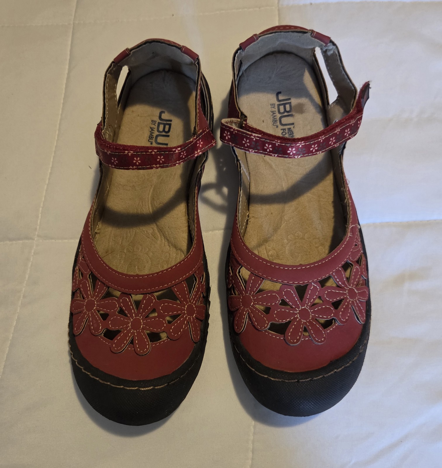 JBU By Jambu Womens Wildflower Size 9.5 Red Floral Mary Jane Shoes