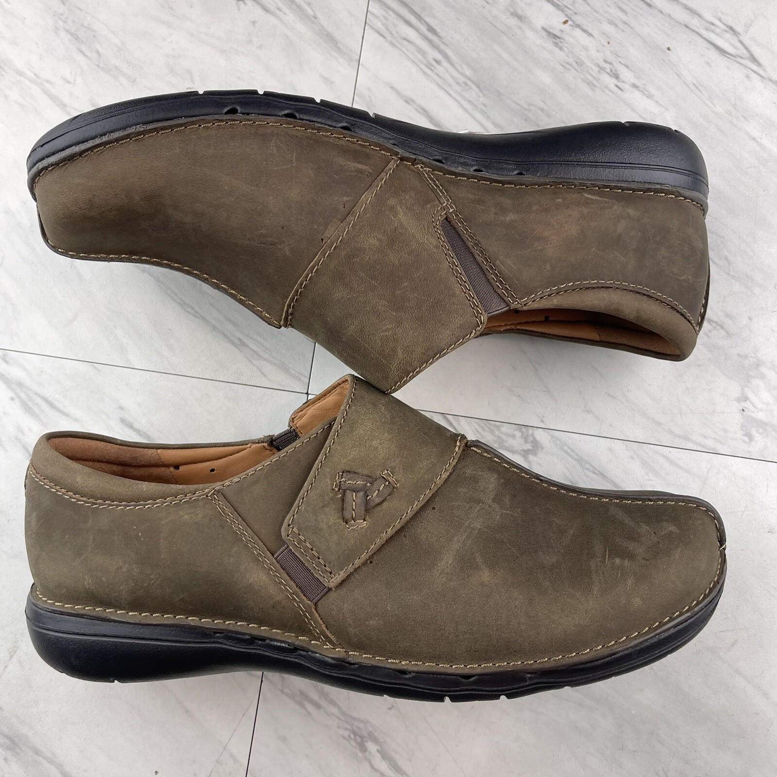 .Clarks Un Loop Ave Womens 10 W Wide Loafer Taupe Leather Shoes