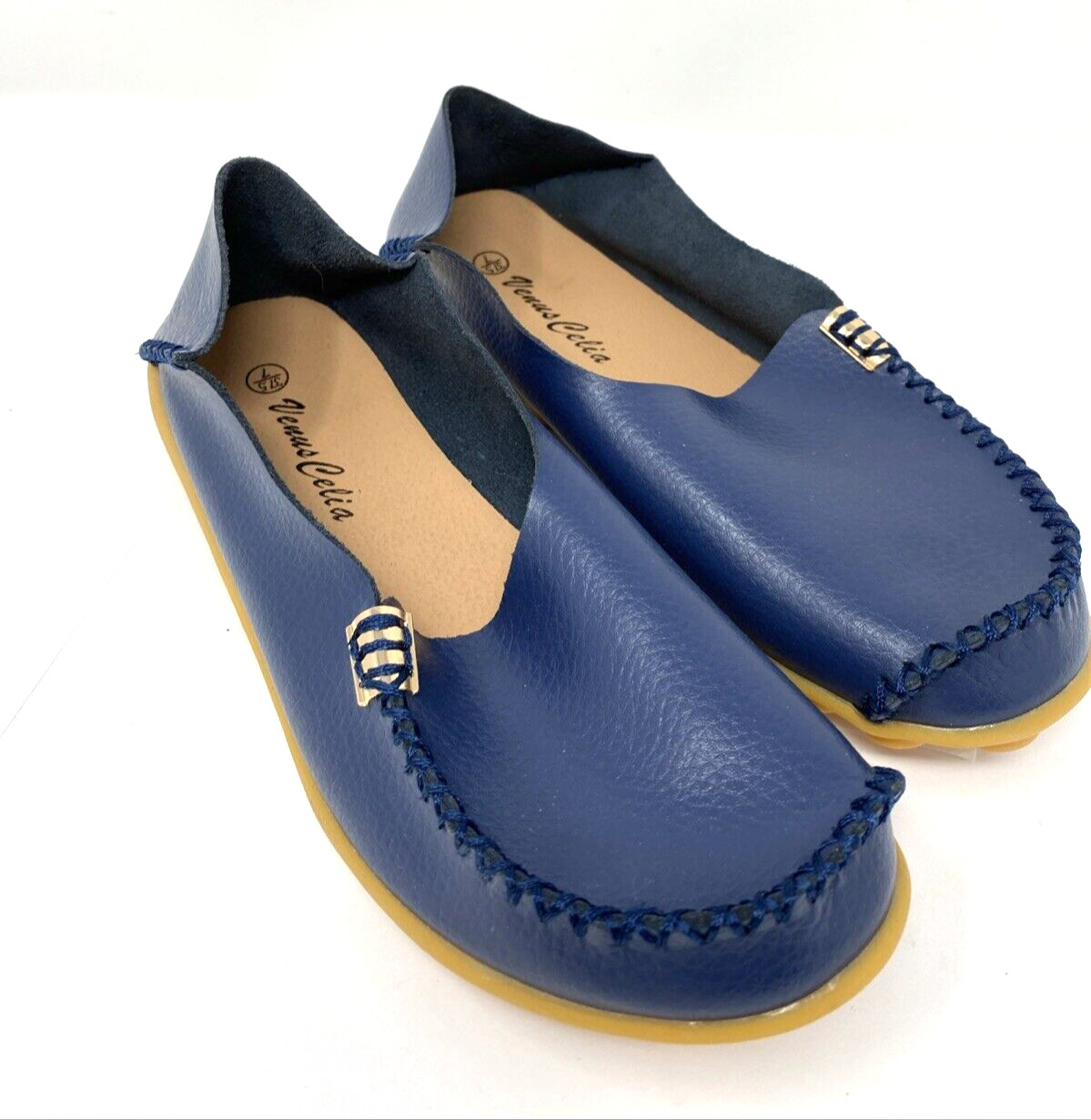 Venus Celia Navy Blue Leather Slip On Shoes Size 7M
