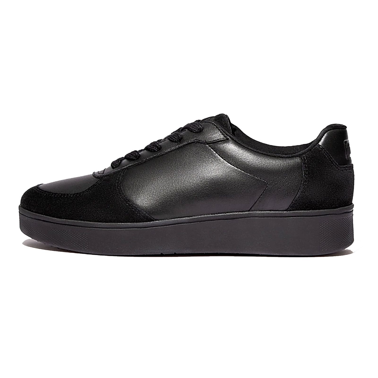 FITFLOP Women’s Rally All Black Leather/Suede Panel Sneakers (FQ1-090)
