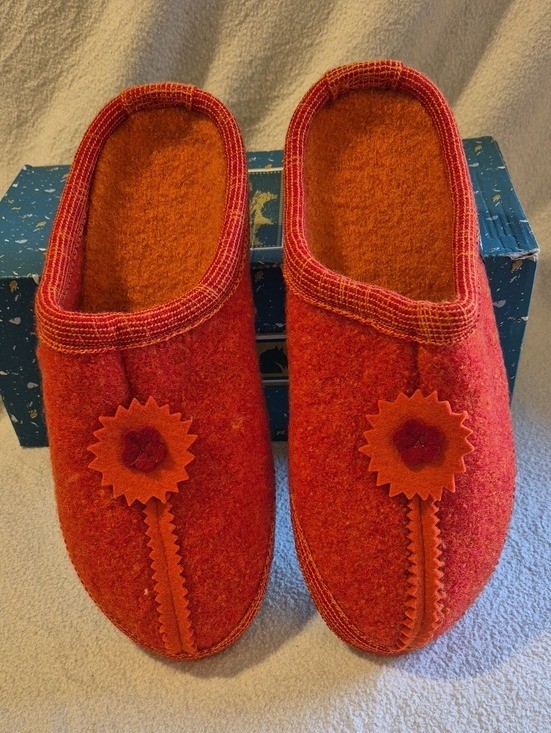 Haflinger Celine 40 Orange Boiled Wool Slipper – New
