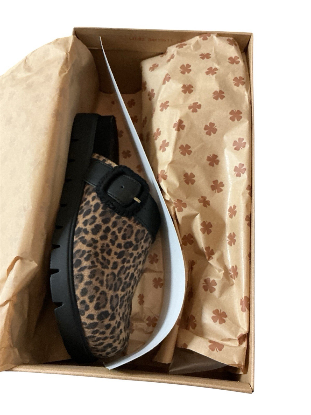 Lucky Brand Sachie Leopard Print Suede Buckle Hardware Clogs Women’s Size 8