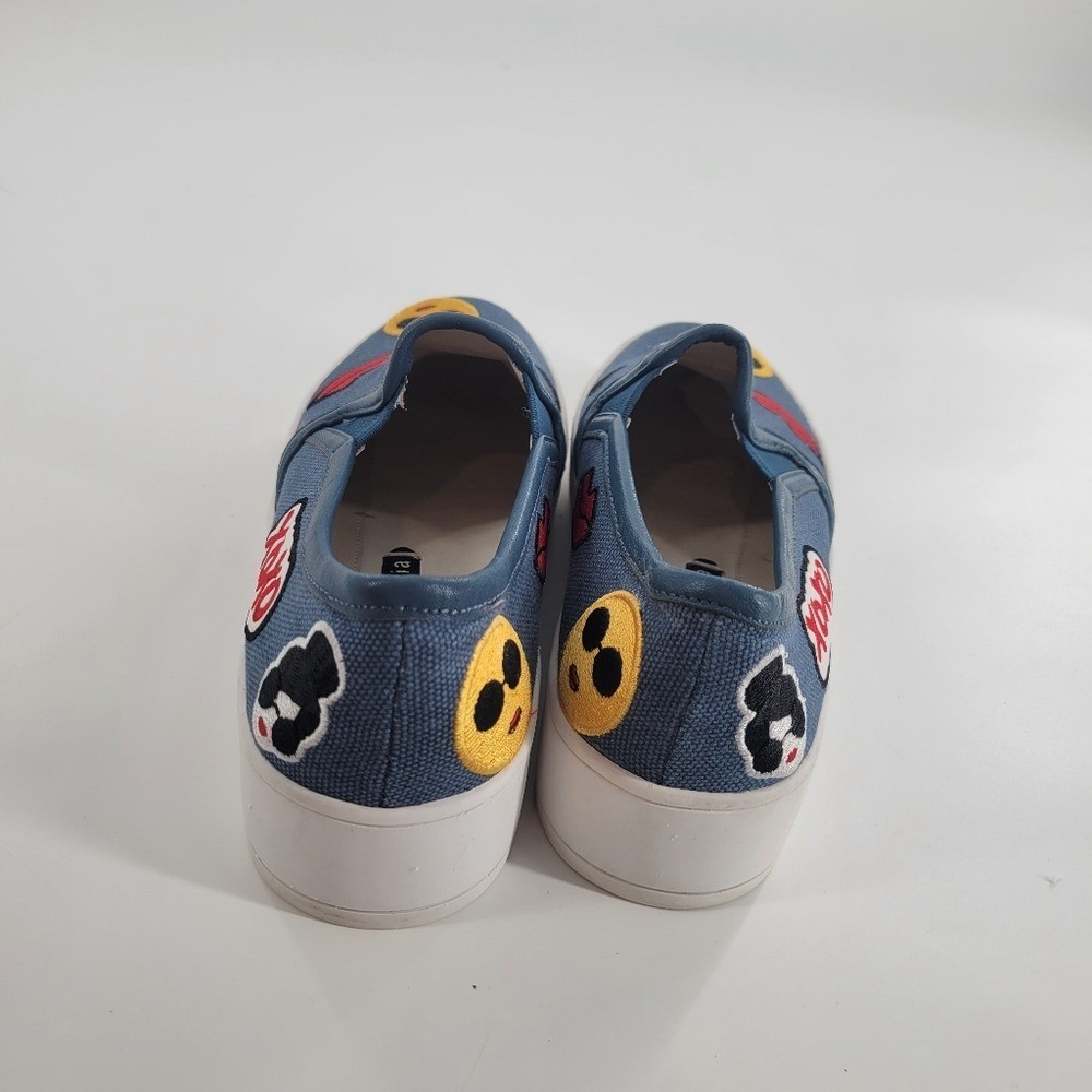 Alice + Olivia Pia Face Slip-on Embroidered Canvas Platform Sneakers 35 / 5