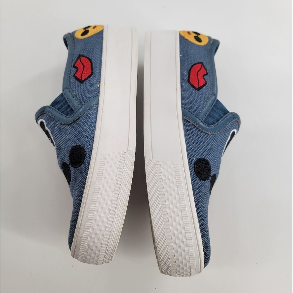 Alice + Olivia Pia Face Slip-on Embroidered Canvas Platform Sneakers 35 / 5