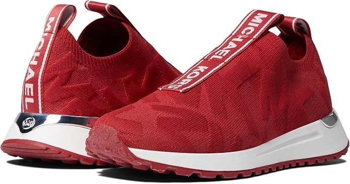 New Michael Kors Women’s Bodie Knit Stretch Slip On Trainer Crimson Variety Size