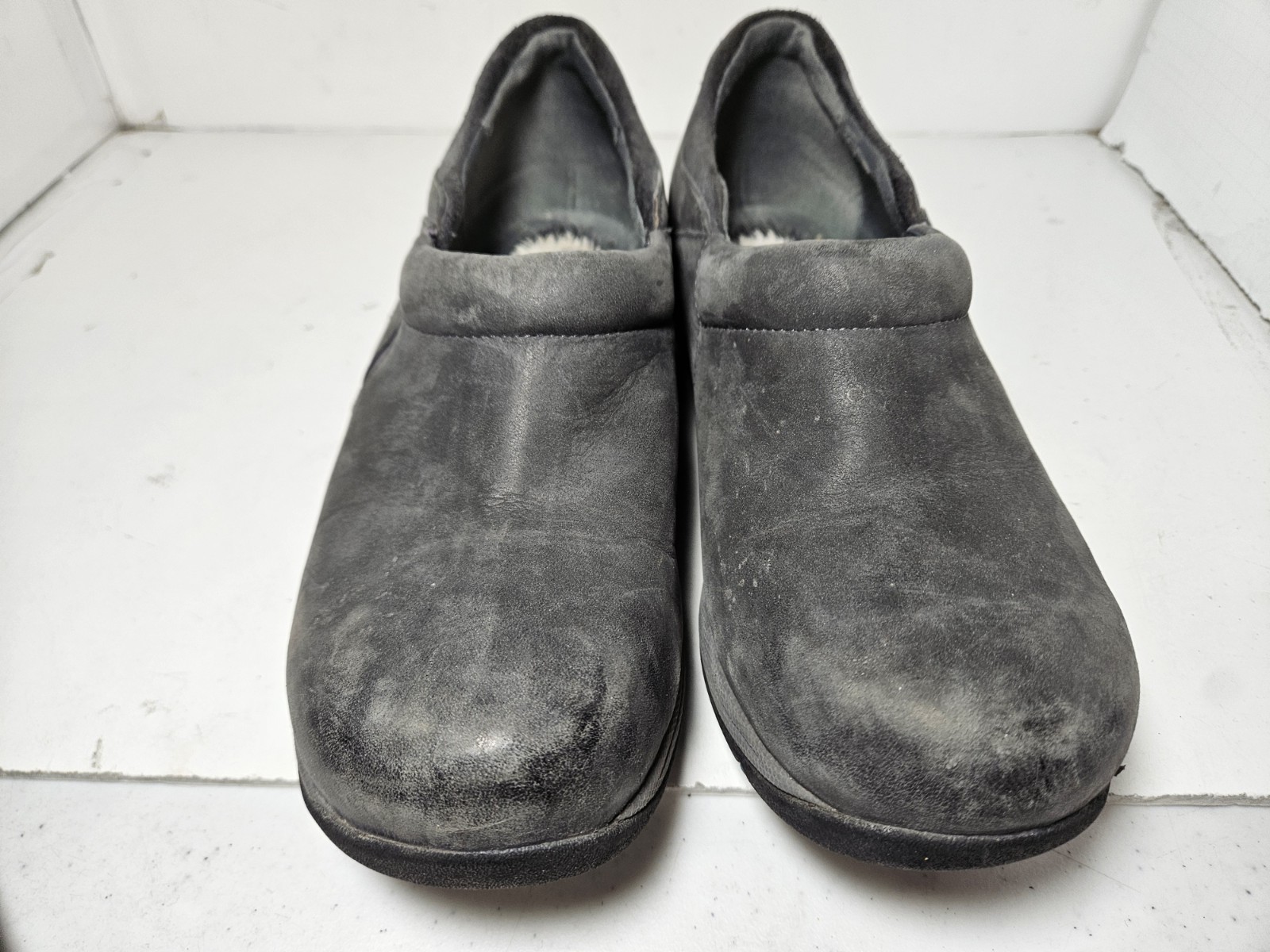 DANSKO Patti 39 / 8.5-9 Gray Nubuck Leather Slip-on Shoes NO INSOLES