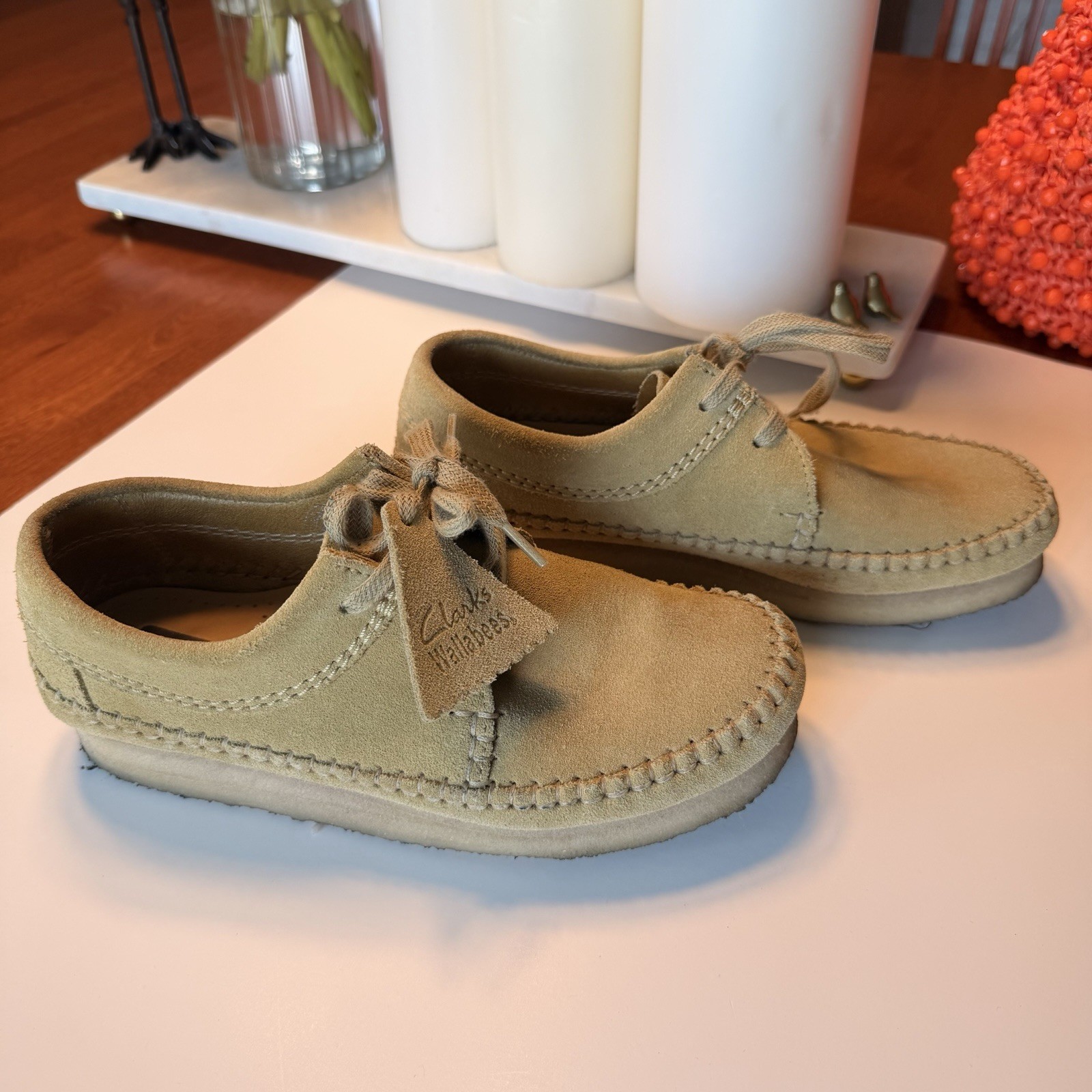 Clarks Originals Weaver Maple Suede Moccasin Crepe Sole Shoes Women’s US 6.5
