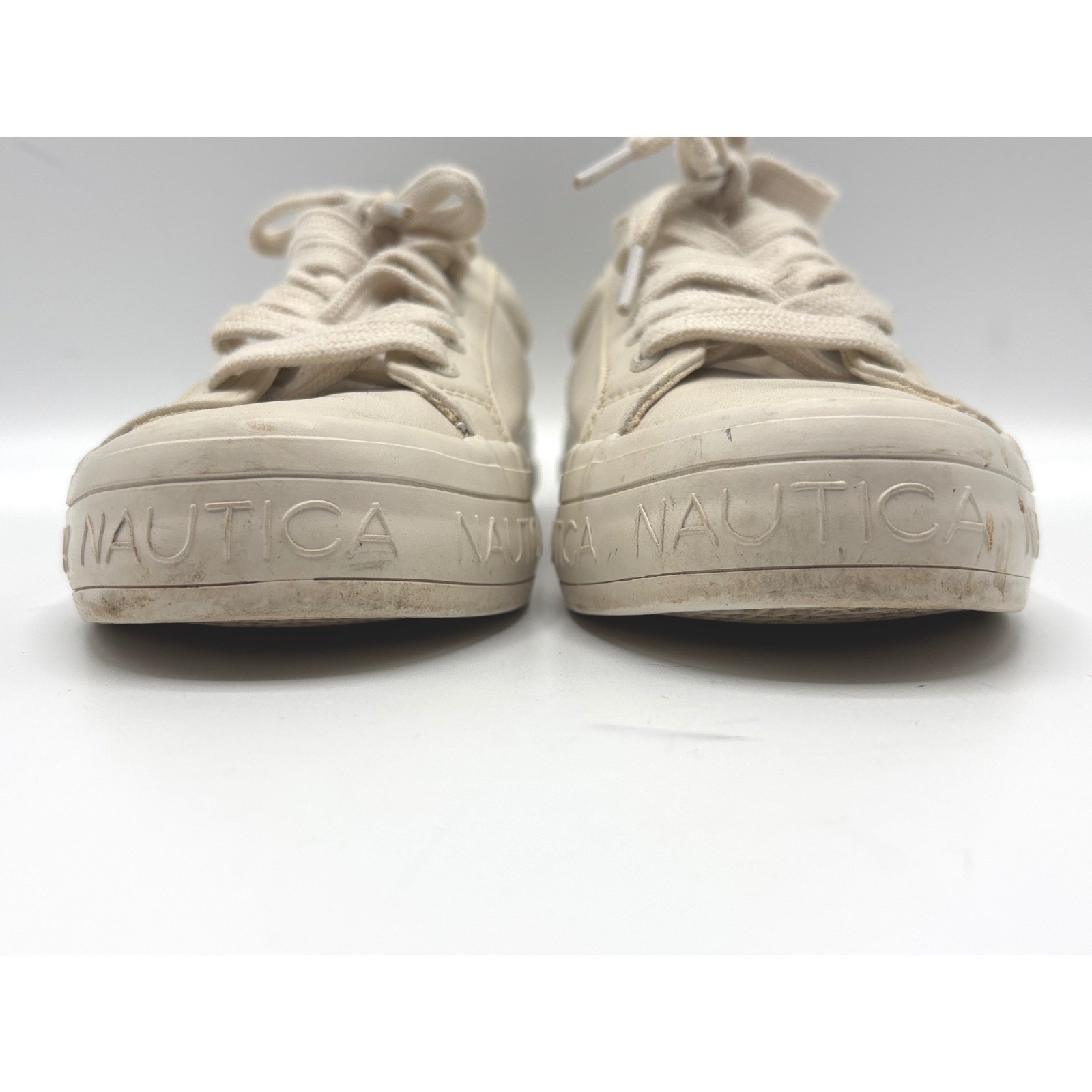 Nautica Women’s White Platform Sneakers Casual Shoes Low Top Faux Leather
