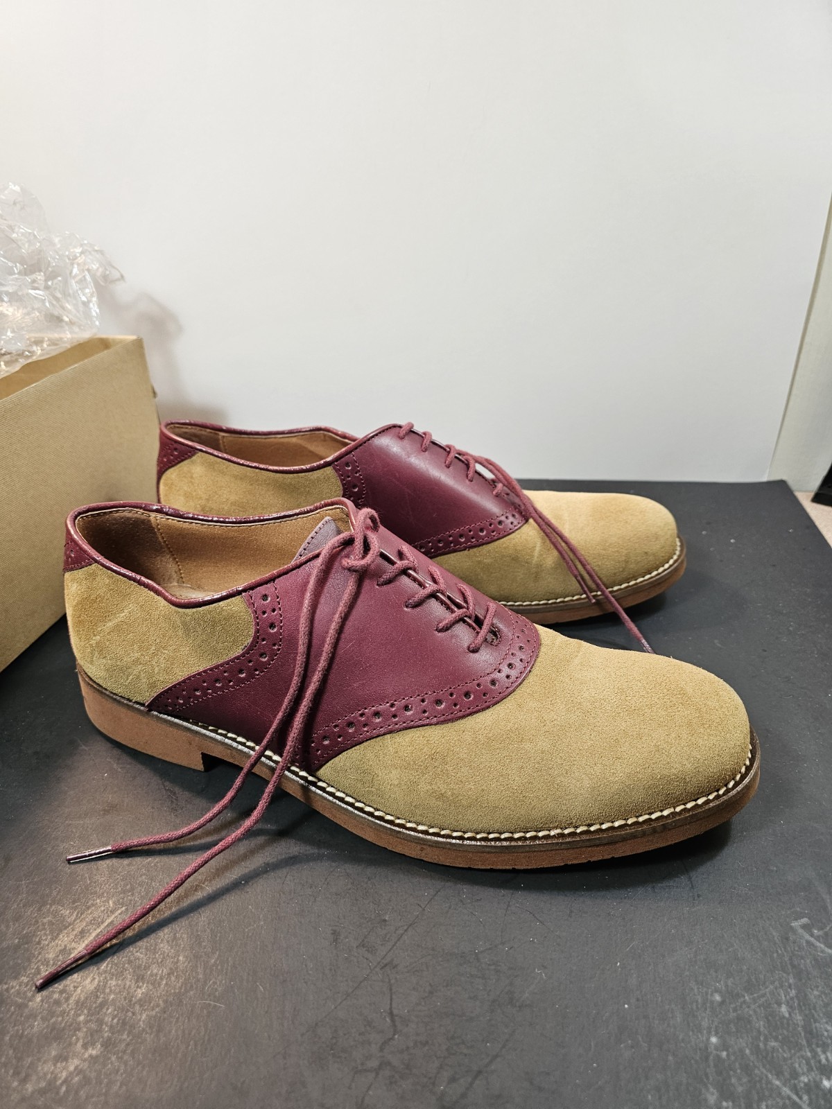 G.H. Bass & Co. Emmie Saddle Womens 9 M Shoes Suede Leather Tan Combo