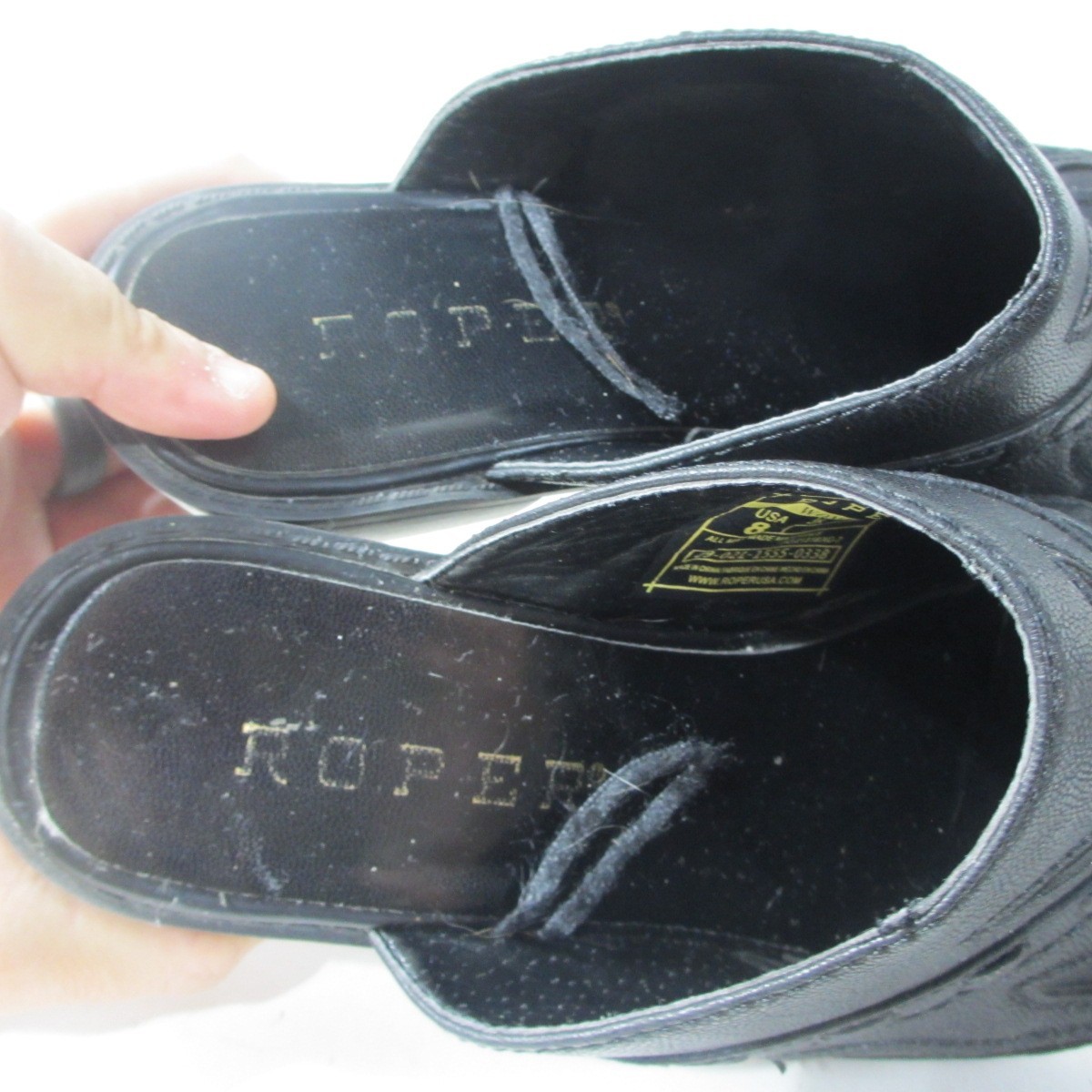 Roper Mules Rockstar Interlace Womens 8 Western Black Faux Leather Flame Clog