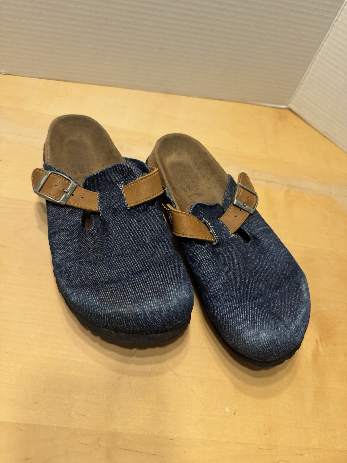 Birkenstock Betula Wm’s Blue Canvas Comfort Clogs Cork Footbed BuckleEU 39 US 8
