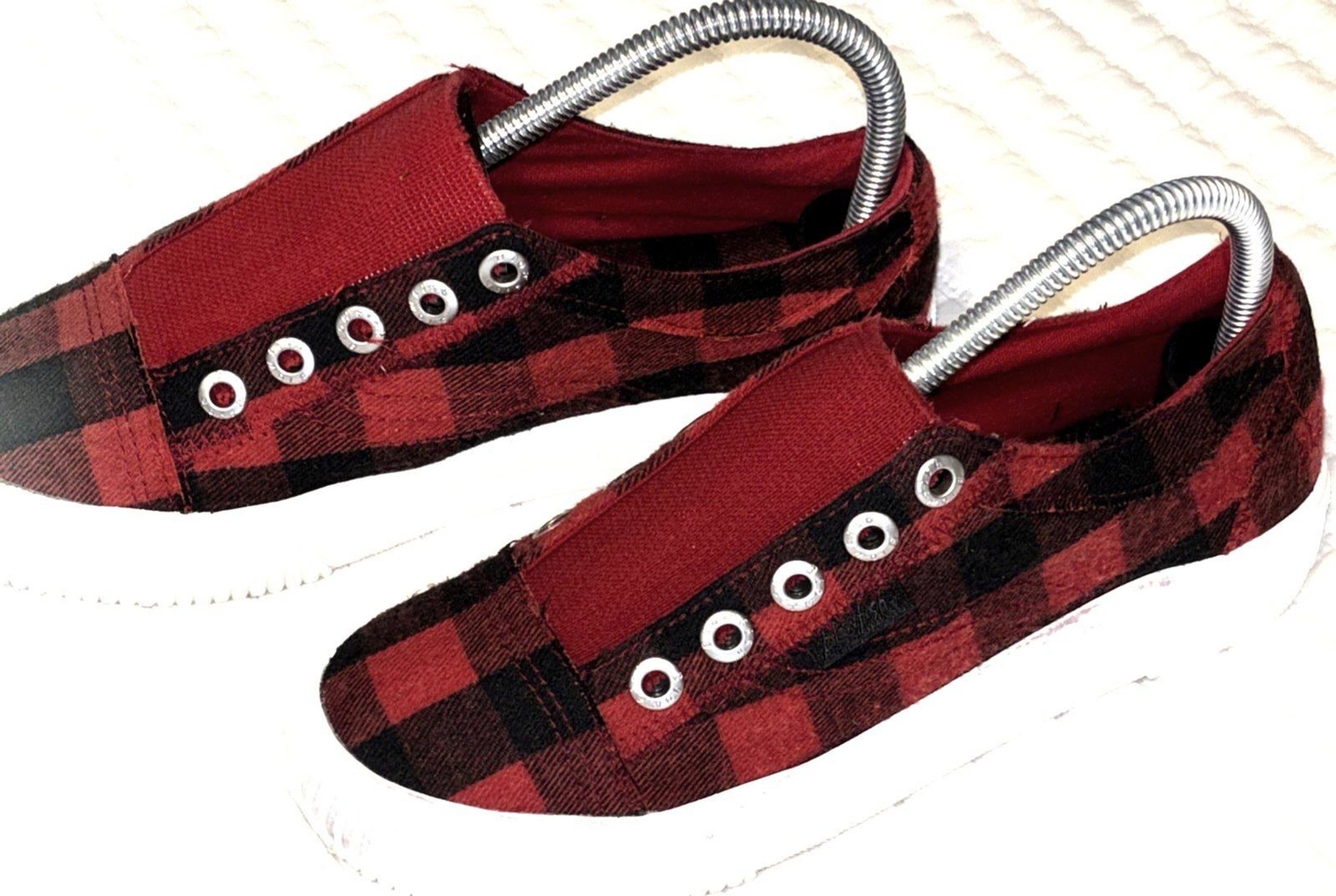Blowfish Malibu Sneakers ~ Slip-ons ~ Red & Black Plaid ~ Women’s Size 7