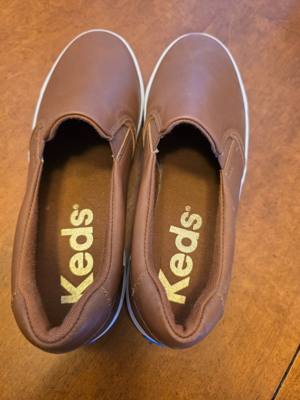 Keds Womens Pursuit Slip-on – Worn One time Size 7.5 Faux Leather in Cognac