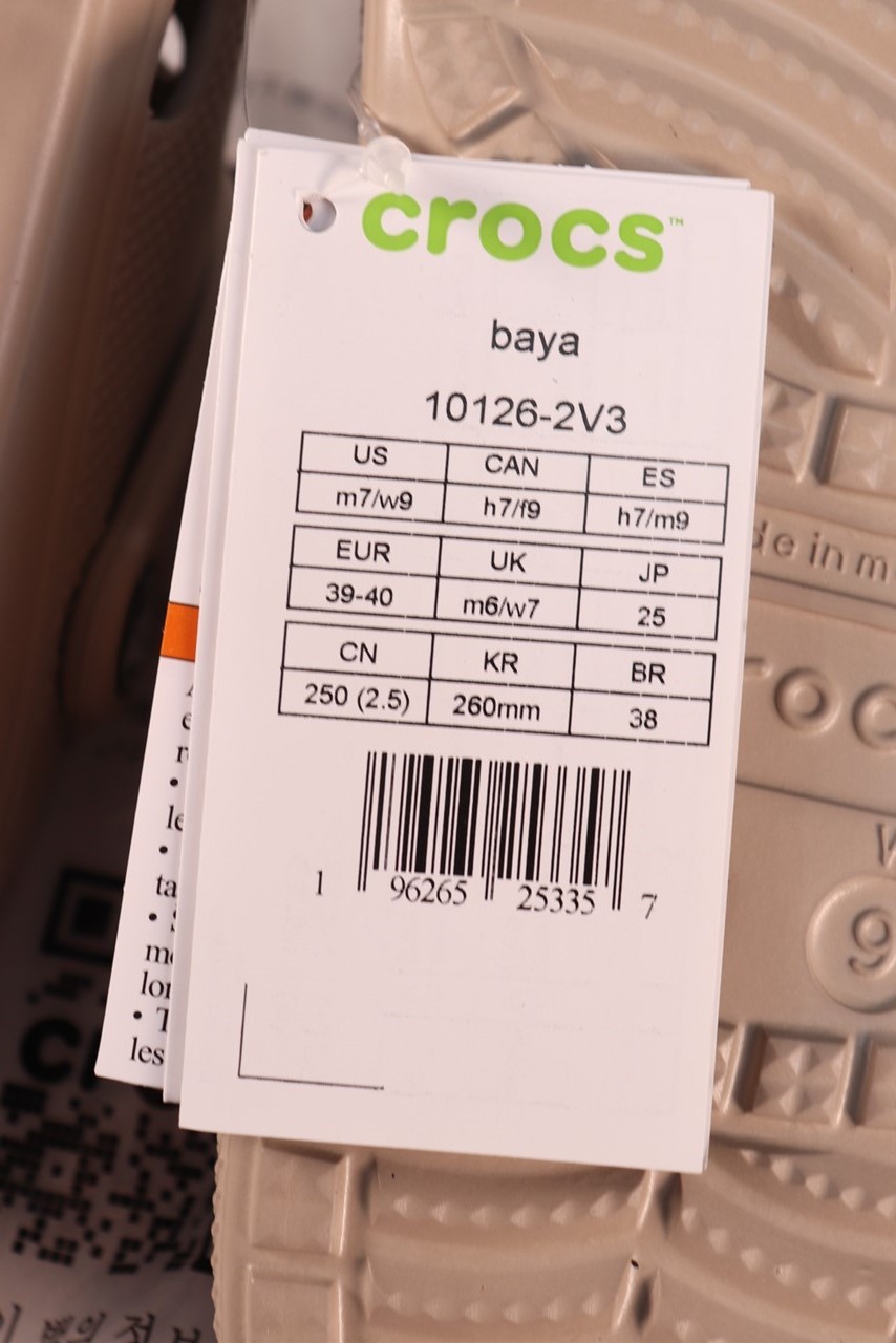 Crocs Adult Baya Clogs, Cobblestone , W9/M7