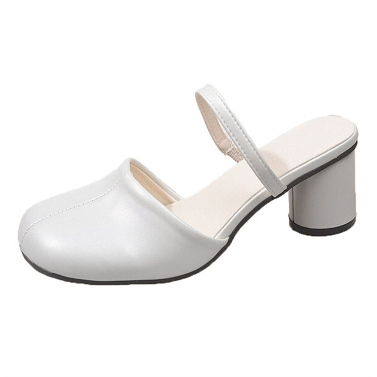 Women’s Closed Round Toe Mules Mary Jane Slingback Block Heel Casual Slides